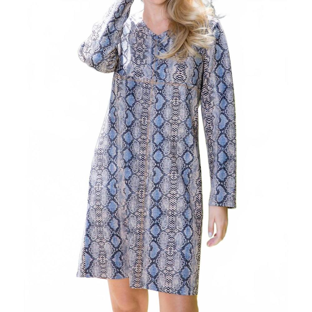NEW JOH aurora suede v-neck dress in snake print